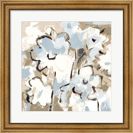 Framed Light Blue Floral Print