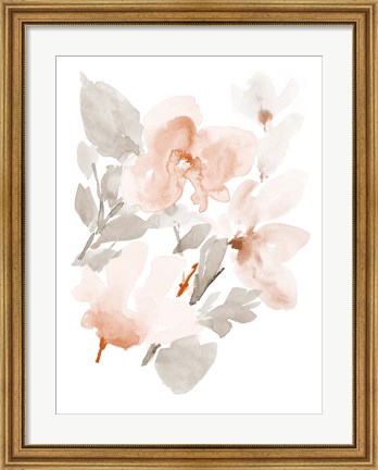 Framed Peach Tranquil Florals II Print