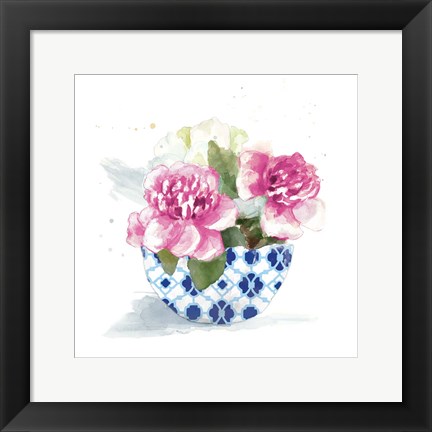 Framed Peonies In A Bowl I Print