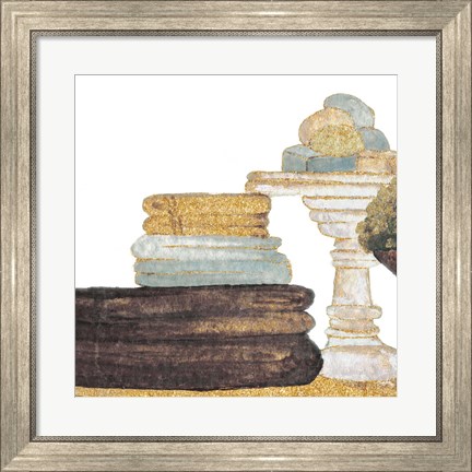 Framed Gold Bath Accessories III Print