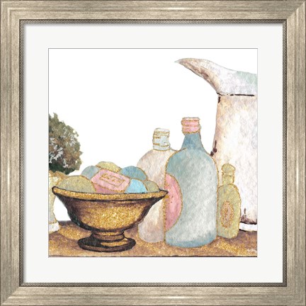 Framed Gold Bath Accessories II Print