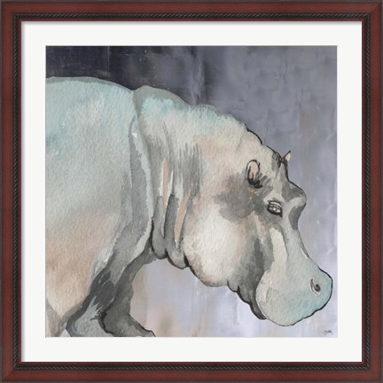 Framed Thoughtful Hippo Print