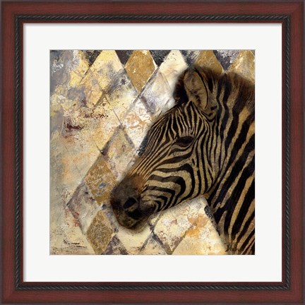Framed Golden Safari I (Zebra) Print
