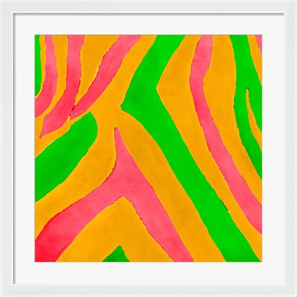 Framed Psychedelic Zebra Print I Print