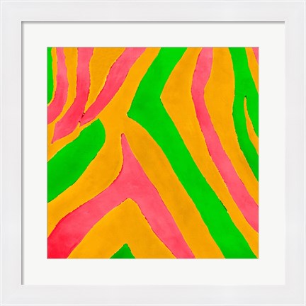 Framed Psychedelic Zebra Print I Print