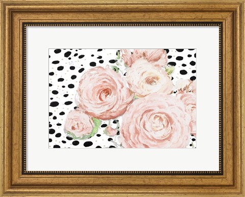 Framed Soft Romance on Black Dots Print