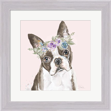 Framed Flower Crown Pet III Print