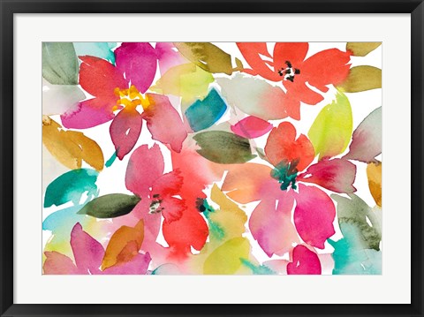 Framed Contemporary Red Blooms Print