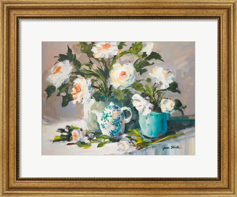 Framed White Peonies II Print