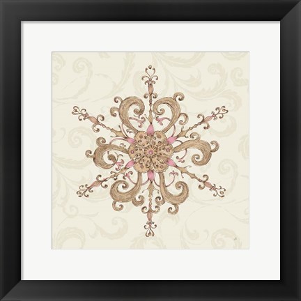 Framed Elegant Season Snowflake IV Pink Print