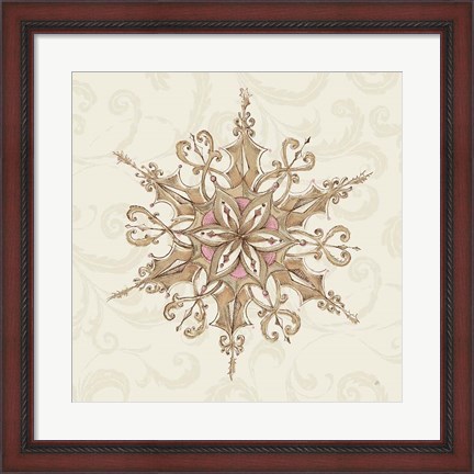 Framed Elegant Season Snowflake I Pink Print