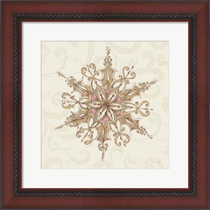 Framed Elegant Season Snowflake I Pink Print