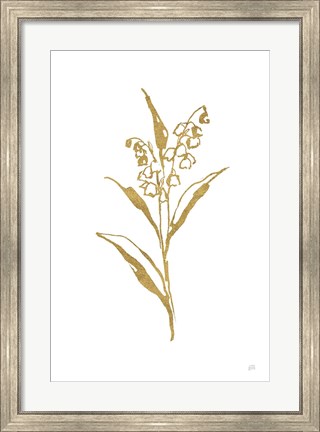 Framed Gold Line Lily of the Valley II Print