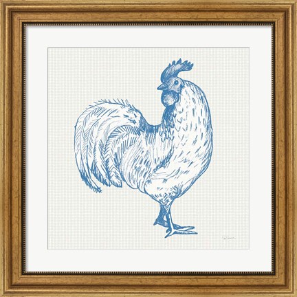 Framed Cottage Rooster III Print