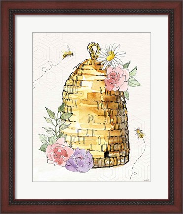 Framed Honeybee Blossoms VI Print