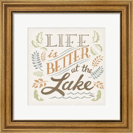 Framed Lake Life I Green Print