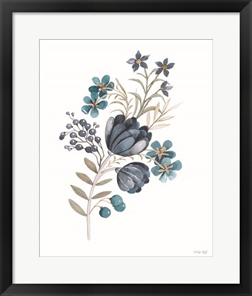 Framed Blue Botanical Mums Print