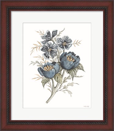 Framed Blue Botanical Peonies Print