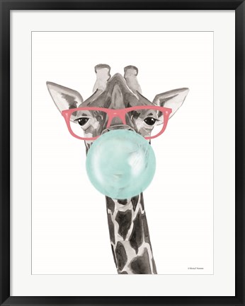 Framed Bubble Gum Giraffe Print