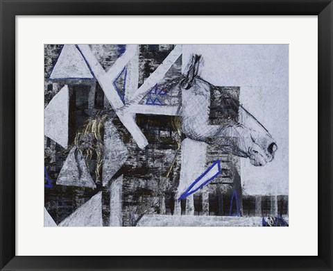 Framed Blue Horse I Print