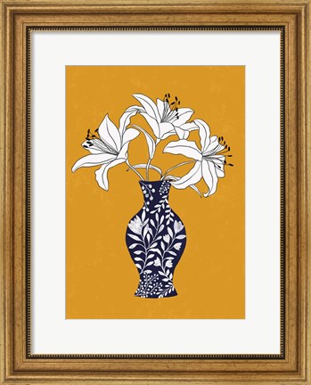 Framed Lily On Yellow Print