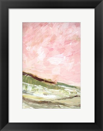 Framed Green and Pink Hills I Print