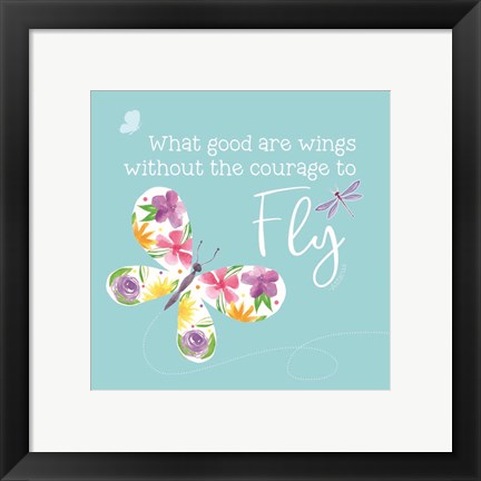 Framed Dreams Take Flight on Blue IX Print