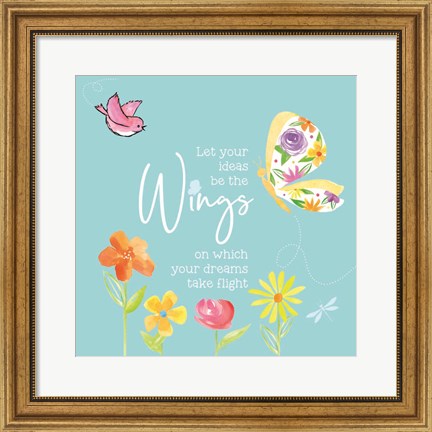 Framed Dreams Take Flight on Blue XI Print