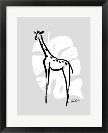 Framed Inked Safari Leaves IV-Giraffe 2 Print