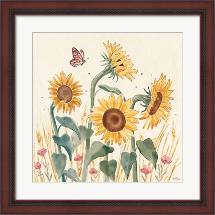 Framed Sunflower Season II Bright Print