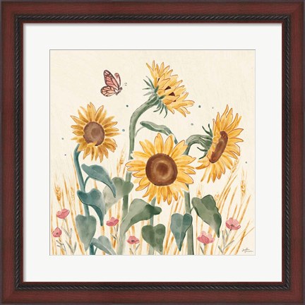 Framed Sunflower Season II Bright Print