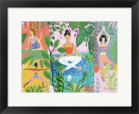 Framed Yoga with Plants I Print