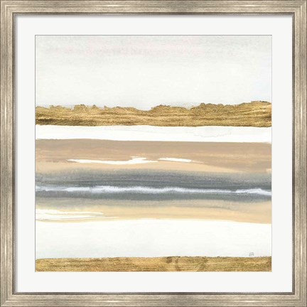 Framed Gold and Gray Sand IV Print