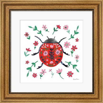 Framed Folk Beetle I Print