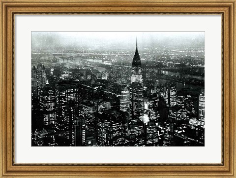 Framed Manhattan at Night Rich Black Print