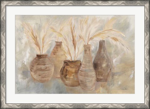 Framed Grasses and Baskets Dark Print