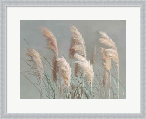 Framed Pampas Grasses on Gray Print