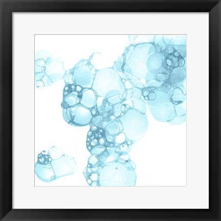 Framed Bubble Square Aqua I Print