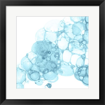 Framed Bubble Square Aqua II Print