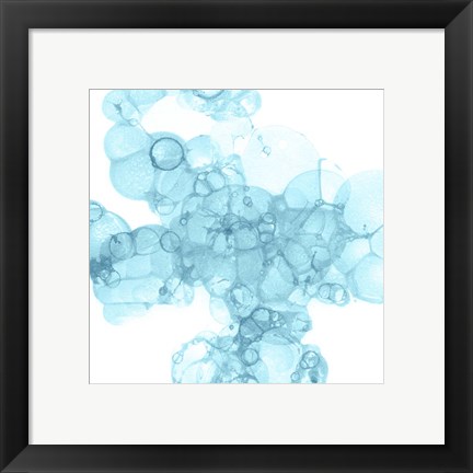 Framed Bubble Square Aqua III Print