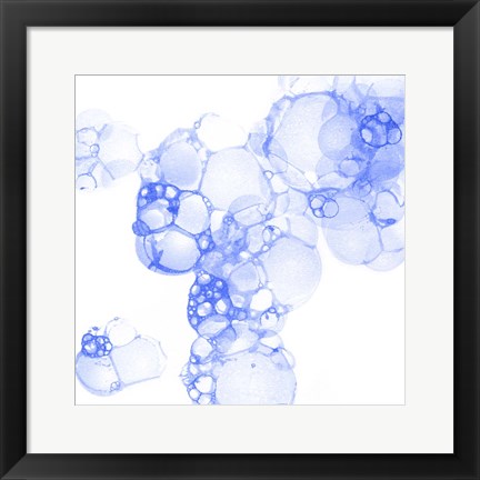 Framed Bubble Square Blue I Print