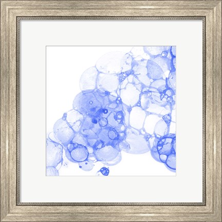 Framed Bubble Square Blue II Print