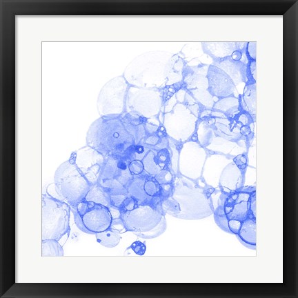 Framed Bubble Square Blue II Print