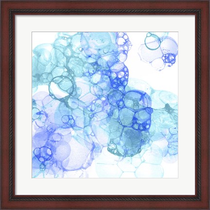 Framed Bubble Square Aqua &amp; Blue IV Print