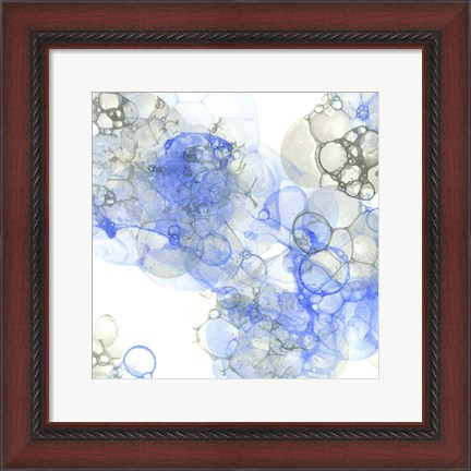 Framed Bubble Square Blue &amp; Grey III Print