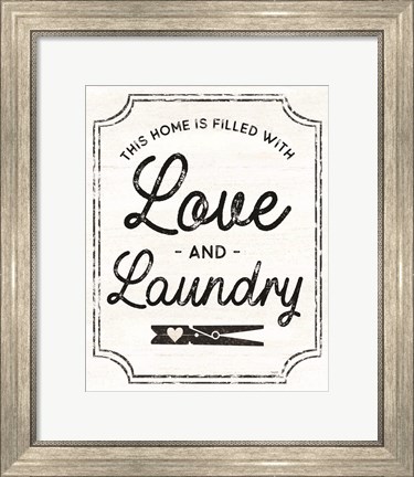 Framed Laundry Art portrait II-Love &amp; Laundry Print