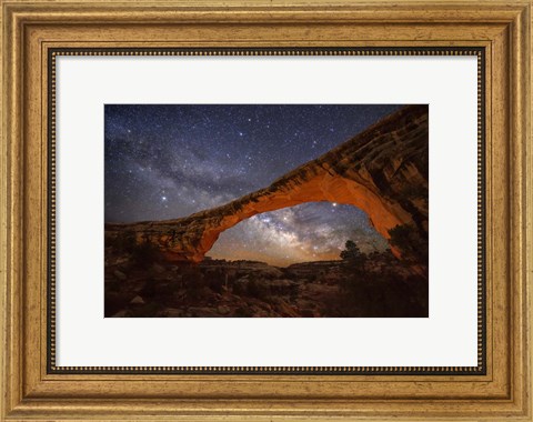 Framed Milky Way behind Owachomo Bridge lite Print