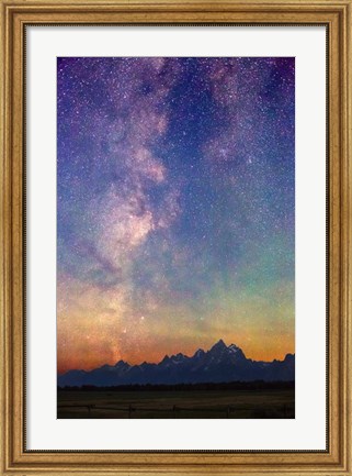 Framed Milky Way dawn over Tetons 1858e Print