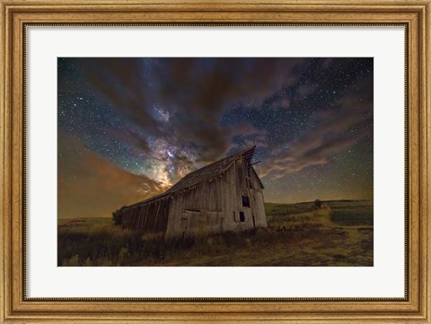 Framed Milky Way Clouds thru Barn at St. Charles Print