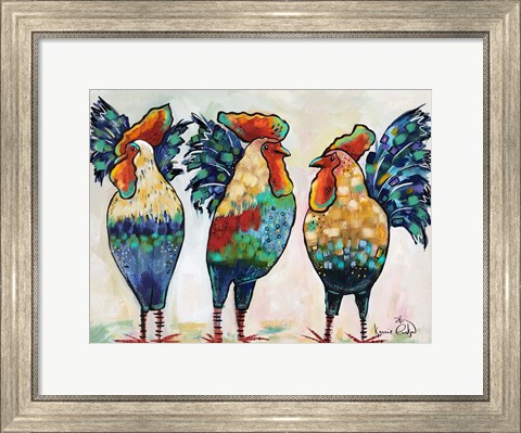 Framed Roosters Print